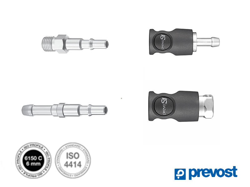 PrevoS1 - PREVOST S1 - Szybkozłącza z Odpowietrzeniem i Wtyki - 1 klik - ISO 6150C 6 mm